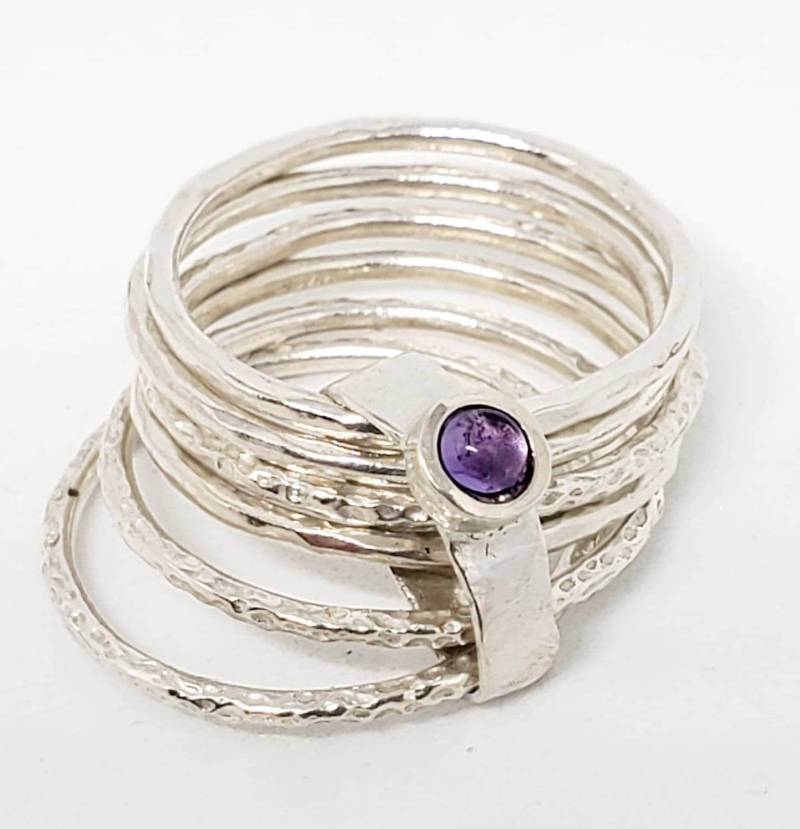 Silber Ring Sterling 925 Spinners Edelsteine Amethyst Handgefertigte von TalyaHarelJewelry