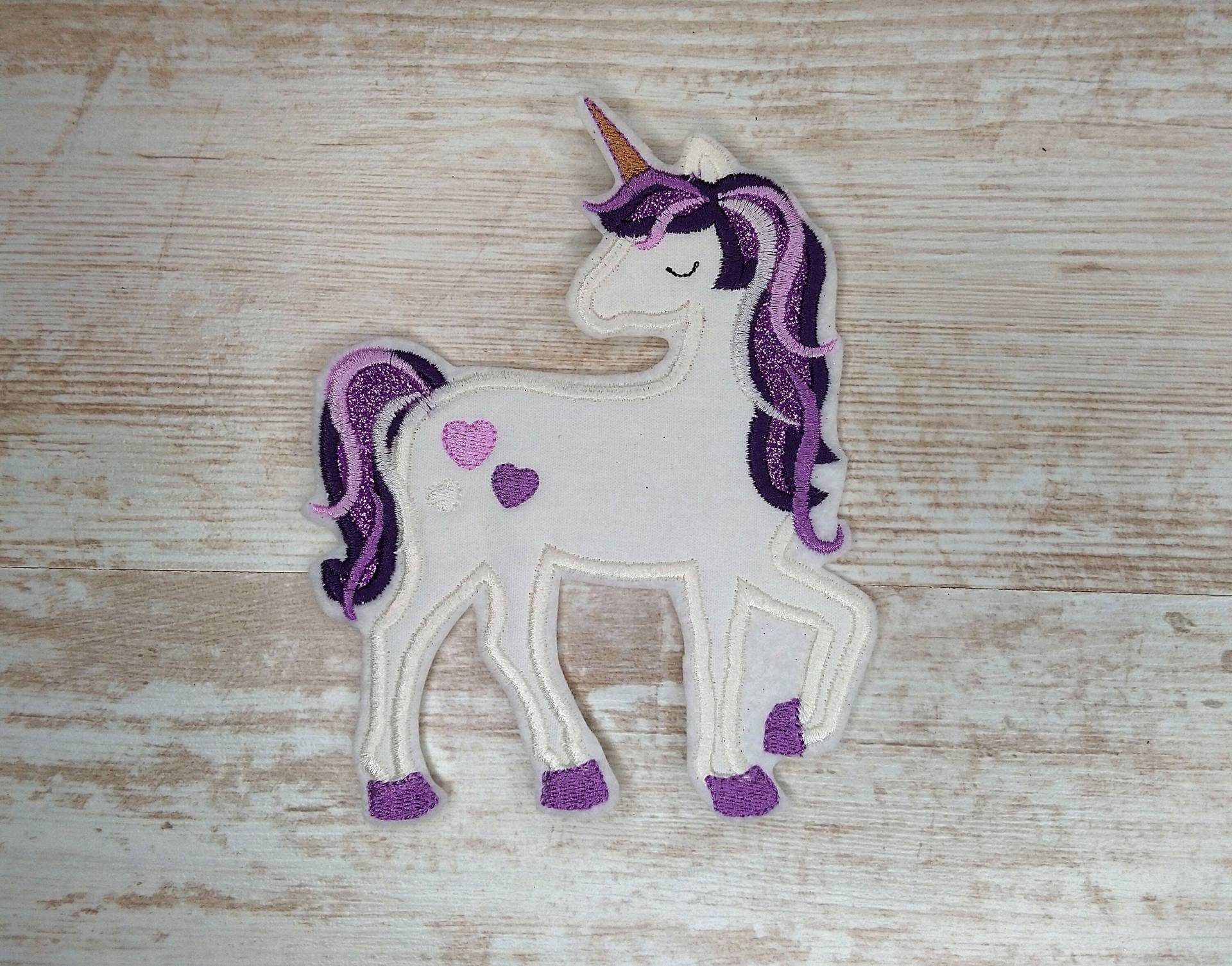 Einhorn Herz Lila | Applikation Aufnähen Aufbügeln 13 X 16 cm von TamaluHandmadeForYou