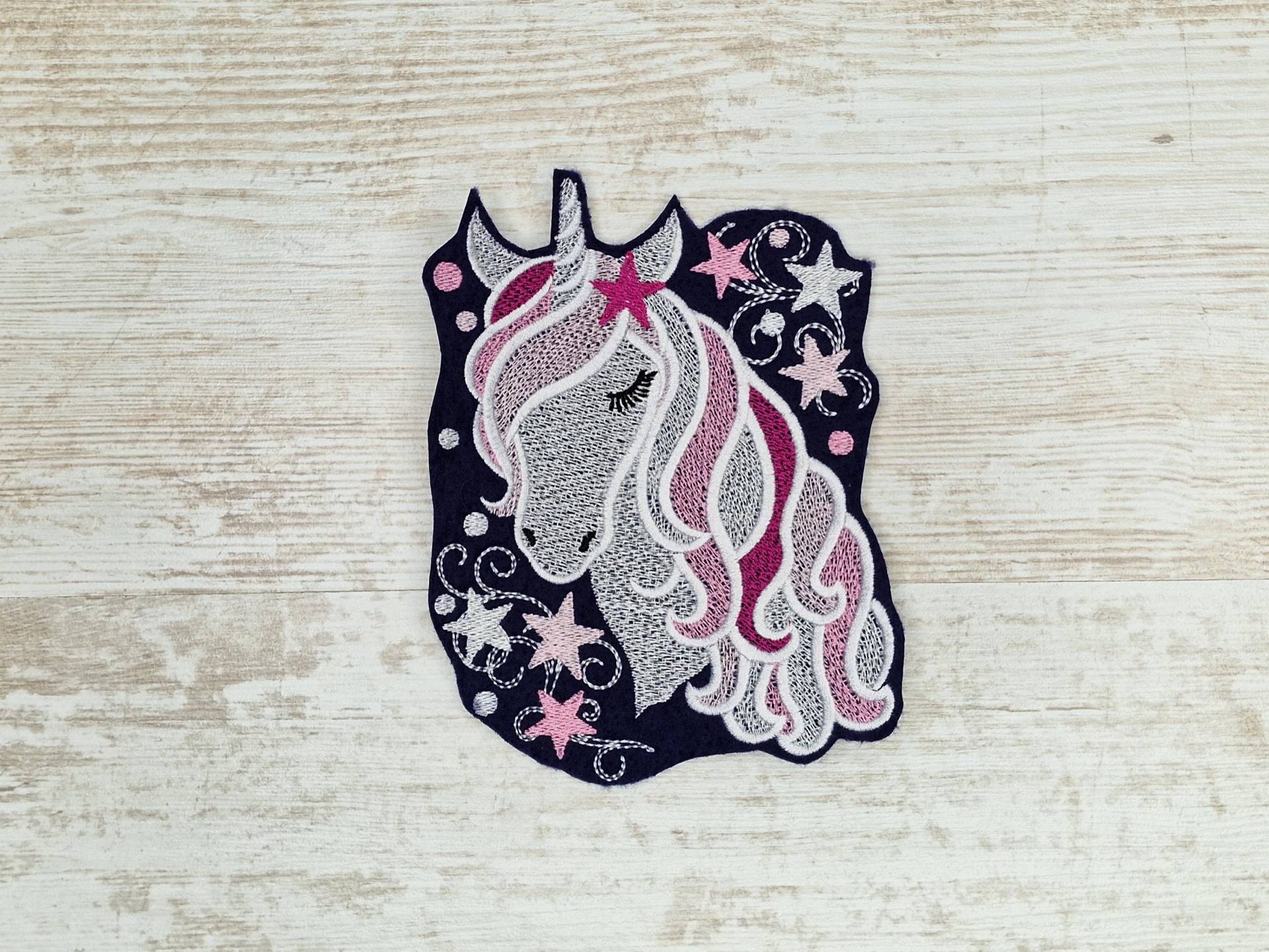 Einhornkopf Stern | Unicorn Star Stickapplikation Applikation Zum Aufnähen Und Aufbügeln von TamaluHandmadeForYou