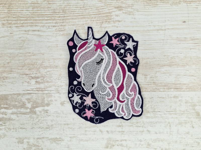 Einhornkopf Stern | Unicorn Star Stickapplikation Applikation Zum Aufnähen Und Aufbügeln von TamaluHandmadeForYou