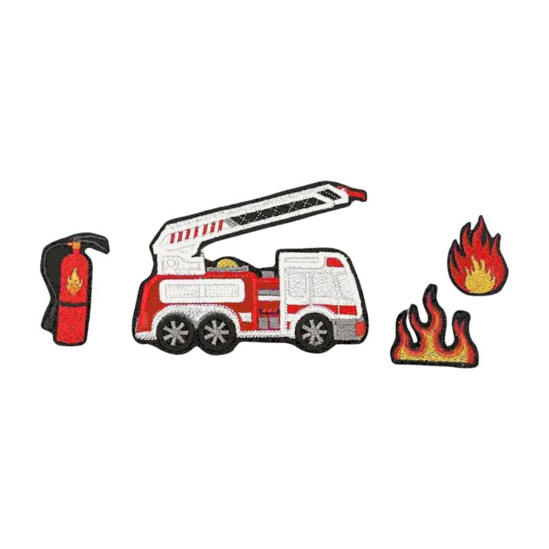 Feuerwehr Set | Fire Truck Stickapplikation Applikation Zum Aufnähen Und Aufbügeln von TamaluHandmadeForYou