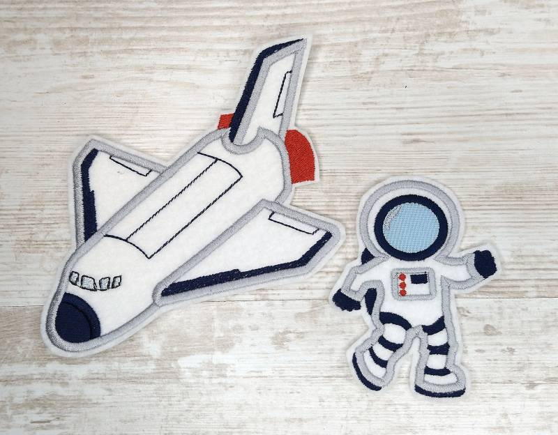 Space Shuttle & Astronaut Set Blau Rot| Aufnähen| Aufbügeln | Patch von TamaluHandmadeForYou