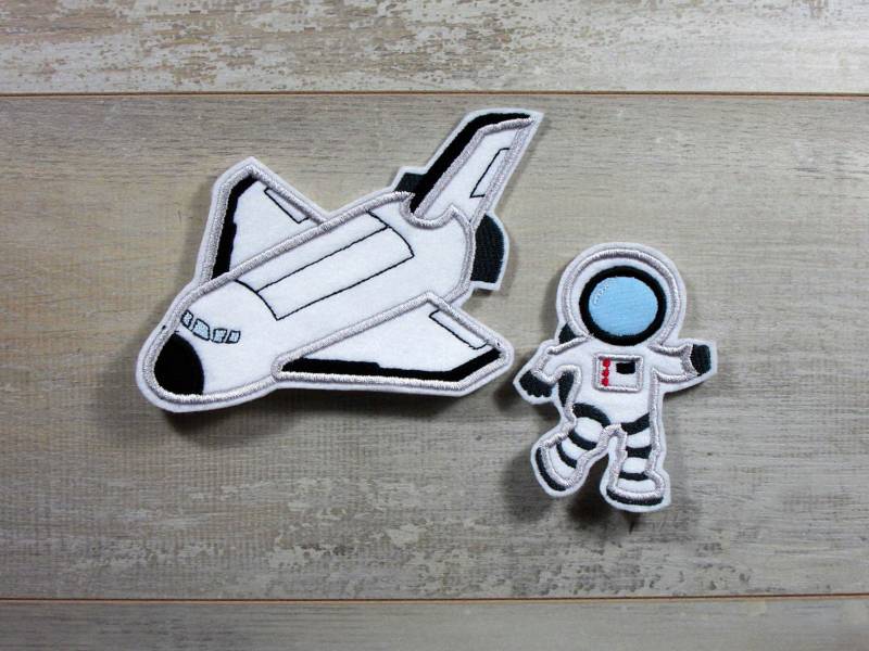 Space Shuttle & Astronaut Set | Stickapplikation Patch Zum Aufnähen Und Aufbügeln von TamaluHandmadeForYou