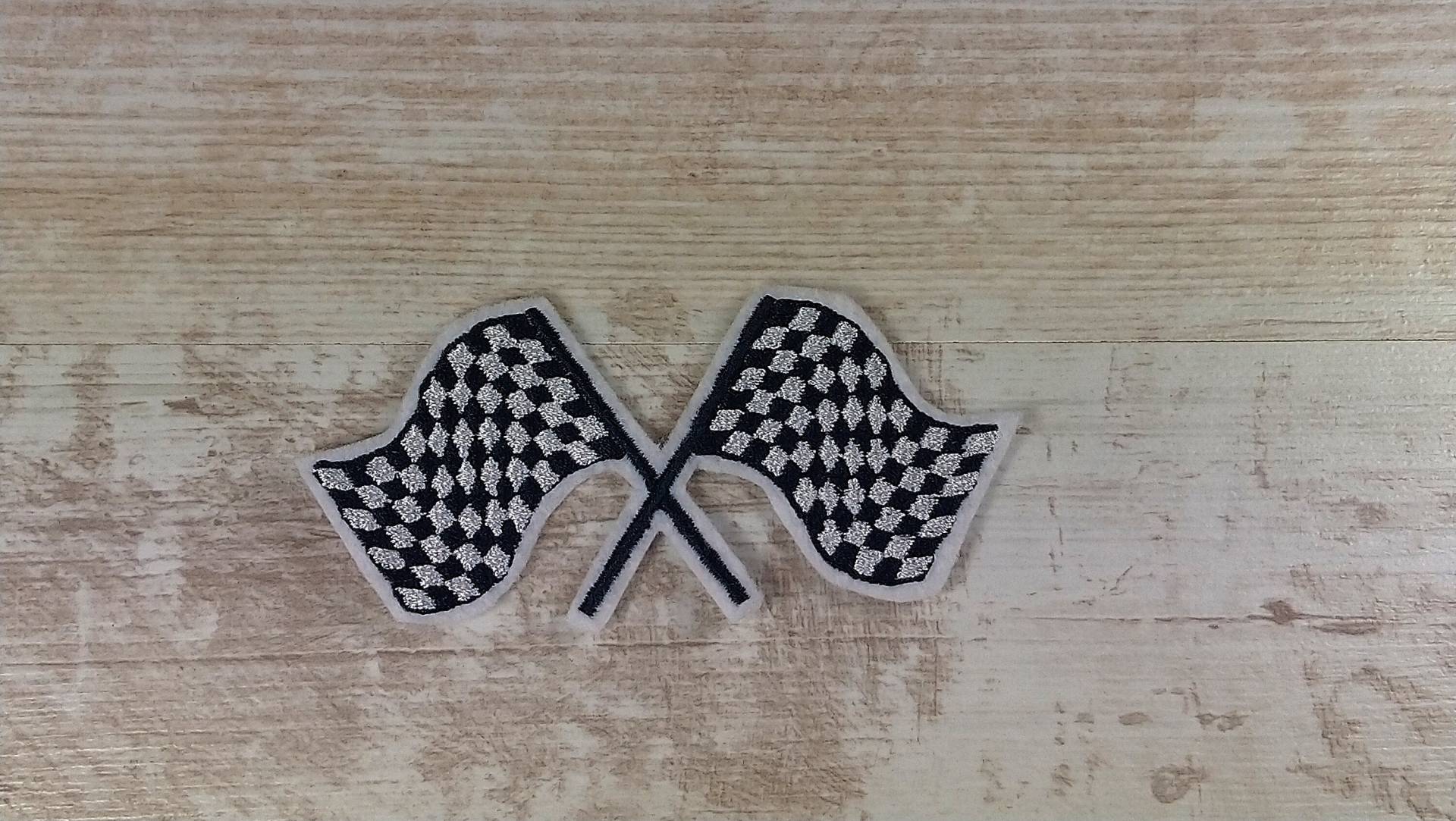 Ziel-Flagge | Race Flag Stickapplikation Applikation Zum Aufnähen Und Aufbügeln von TamaluHandmadeForYou