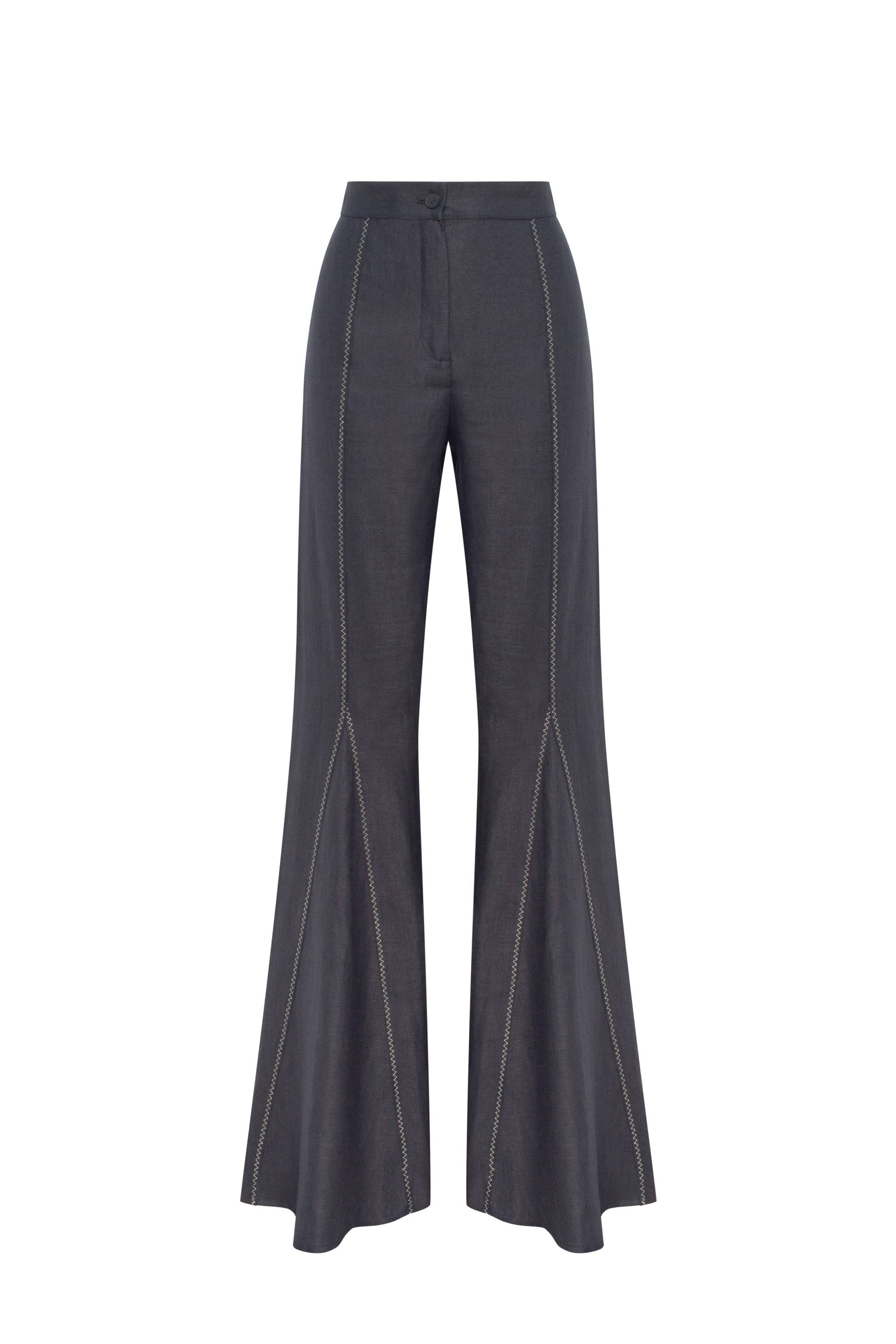 Black Zig-Zag Flare Pants - Black - S - Tamar Keburia - Flared pants von Tamar Keburia