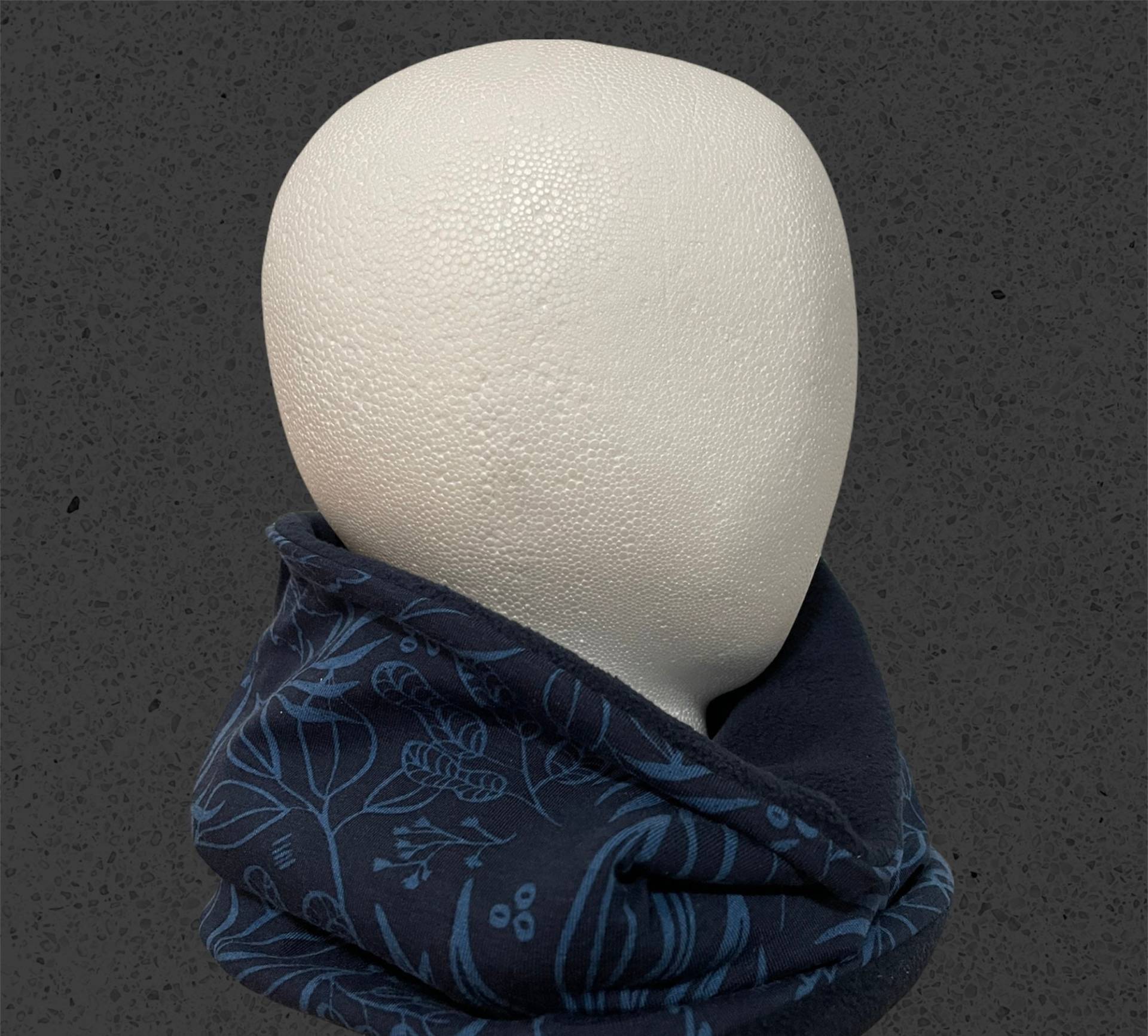 Fleece Halswärmer, Snood Blätter, Snood, Navy, Blau, Halstuch, Bandana, Loop Fleece Halswärmer, Snood Blätter, Snood, Navy, Blau, Halstuch, Bandana, Loop von TamarindoCrafts