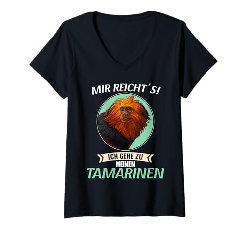 Damen Tamarine Tamarin T-Shirt mit V-Ausschnitt Damen Tamarine Tamarin T-Shirt mit V-Ausschnitt von Tamarine Tamarin Tier Shop