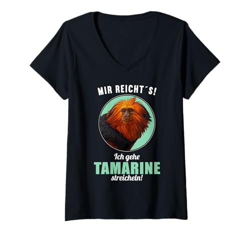 Damen Tamarine Tamarin T-Shirt mit V-Ausschnitt Damen Tamarine Tamarin T-Shirt mit V-Ausschnitt von Tamarine Tamarin Tier Shop