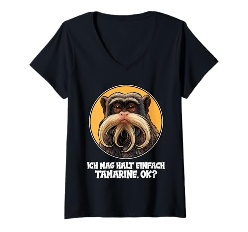 Damen Tamarine Tamarin T-Shirt mit V-Ausschnitt Damen Tamarine Tamarin T-Shirt mit V-Ausschnitt von Tamarine Tamarin Tier Shop