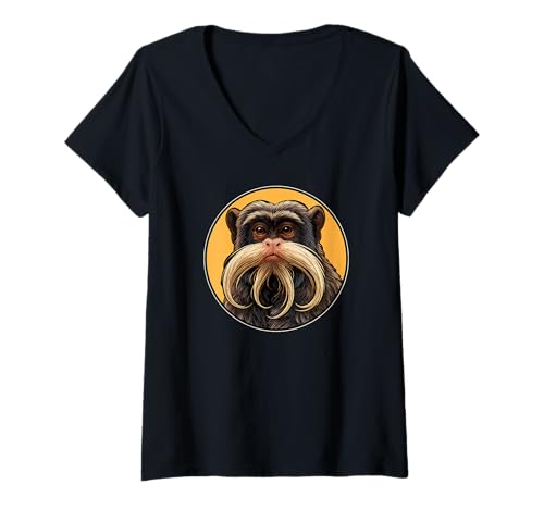 Damen Tamarine Tamarin T-Shirt mit V-Ausschnitt Damen Tamarine Tamarin T-Shirt mit V-Ausschnitt von Tamarine Tamarin Tier Shop