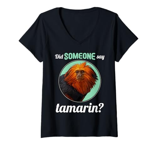 Damen Tamarine Tamarin T-Shirt mit V-Ausschnitt Damen Tamarine Tamarin T-Shirt mit V-Ausschnitt von Tamarine Tamarin Tier Shop