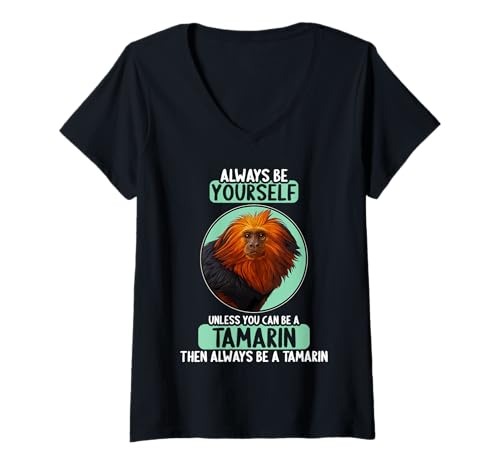 Damen Tamarine Tamarin T-Shirt mit V-Ausschnitt Damen Tamarine Tamarin T-Shirt mit V-Ausschnitt von Tamarine Tamarin Tier Shop