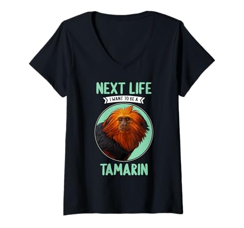 Damen Tamarine Tamarin T-Shirt mit V-Ausschnitt Damen Tamarine Tamarin T-Shirt mit V-Ausschnitt von Tamarine Tamarin Tier Shop