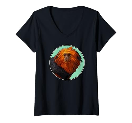 Damen Tamarine Tamarin T-Shirt mit V-Ausschnitt Damen Tamarine Tamarin T-Shirt mit V-Ausschnitt von Tamarine Tamarin Tier Shop