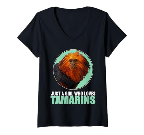 Damen Tamarine Tamarin T-Shirt mit V-Ausschnitt Damen Tamarine Tamarin T-Shirt mit V-Ausschnitt von Tamarine Tamarin Tier Shop