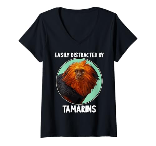 Damen Tamarine Tamarin T-Shirt mit V-Ausschnitt Damen Tamarine Tamarin T-Shirt mit V-Ausschnitt von Tamarine Tamarin Tier Shop
