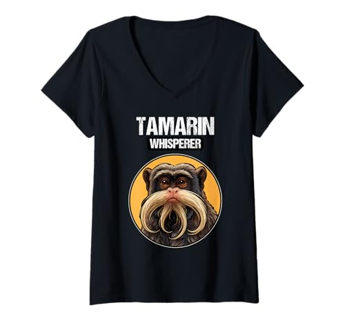 Damen Tamarine Tamarin T-Shirt mit V-Ausschnitt Damen Tamarine Tamarin T-Shirt mit V-Ausschnitt von Tamarine Tamarin Tier Shop