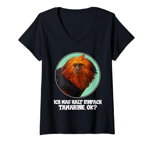 Damen Tamarine Tamarin T-Shirt mit V-Ausschnitt Damen Tamarine Tamarin T-Shirt mit V-Ausschnitt von Tamarine Tamarin Tier Shop
