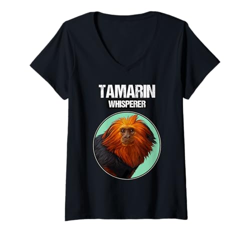 Damen Tamarine Tamarin T-Shirt mit V-Ausschnitt Damen Tamarine Tamarin T-Shirt mit V-Ausschnitt von Tamarine Tamarin Tier Shop