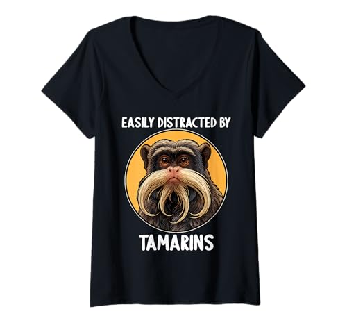 Damen Tamarine Tamarin T-Shirt mit V-Ausschnitt Damen Tamarine Tamarin T-Shirt mit V-Ausschnitt von Tamarine Tamarin Tier Shop