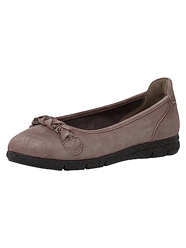 Tamaris Comfort Damen Ballerinas aus Leder Klassisch Comfort Fit, Grau (Anthracite), 42 EU von Tamaris