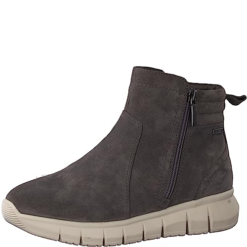 Tamaris COMFORT Damen Stiefeletten ohne Absatz mit Reißverschluss Flach Comfort Fit, Grau (Antrac. Suede), 37 EU von Tamaris