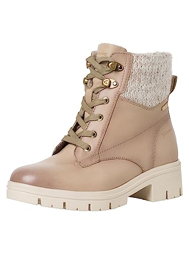 Tamaris COMFORT Damen Stiefeletten zum Schnüren Warm Gefüttert Kleiner Absatz Comfort Fit, Beige (Ivory), 38 EU von Tamaris