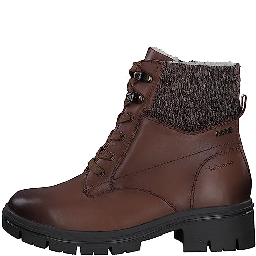 Tamaris COMFORT Damen Stiefeletten zum Schnüren Warm Gefüttert Kleiner Absatz Comfort Fit, Braun (Chestnut), 36 EU von Tamaris