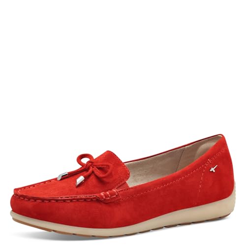 Tamaris Comfort Damen Mokassins aus Leder mit Schleife, Rot (Red Suede), 41 EU von Tamaris