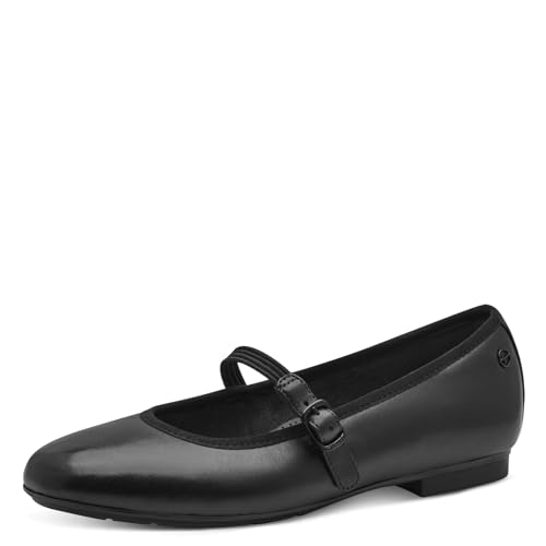 Tamaris Comfort Damen Ballerinas aus Leder mit Klettverschluss, Schwarz (Black), 37 EU von Tamaris