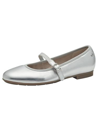Tamaris Comfort Damen Ballerinas aus Leder mit Klettverschluss, Silber (Silver), 38 EU von Tamaris