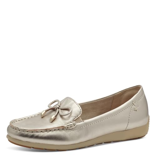 Tamaris Comfort Damen Mokassins aus Leder mit Schleife, Gold (Lt Gold), 38 EU von Tamaris