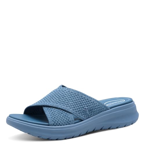 Tamaris Comfort Damen Pantoletten mit Chunky-Sohle Vegan, Blau (Denim), 41 EU von Tamaris