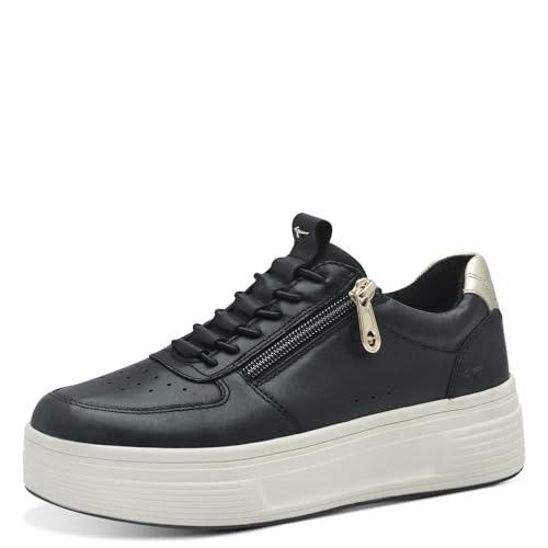 Tamaris Comfort Damen Plateau Sneaker mit Reißverschluss Bequem, Schwarz (Black/Gold), 41 EU von Tamaris