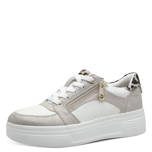 Tamaris Comfort Damen Plateau Sneaker mit Reißverschluss Low Top, Mehrfarbig (Beige Comb), 38 EU von Tamaris