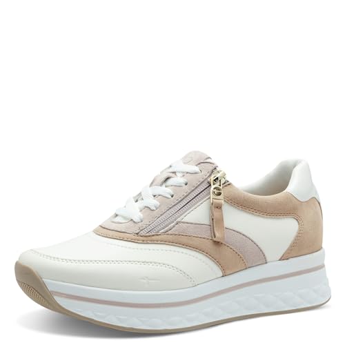 Tamaris Comfort Damen Plateau Sneaker mit Reißverschluss Sportlich, Mehrfarbig (Beige Comb), 39 EU von Tamaris