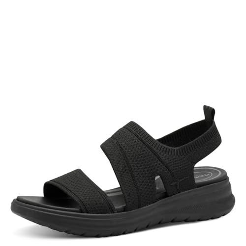 Tamaris Comfort Damen Sandalen flach zum Schlupfen Vegan, Schwarz (Black Uni), 39 EU von Tamaris