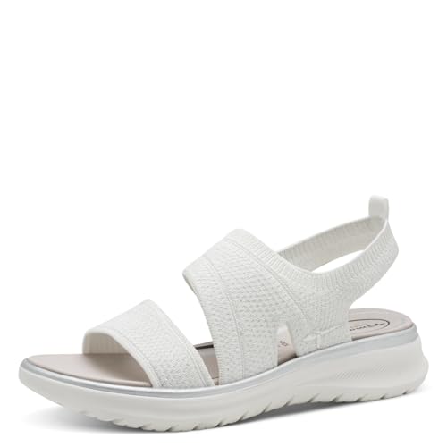 Tamaris Comfort Damen Sandalen flach zum Schlupfen Vegan, Silber (White/Silver), 40 EU von Tamaris