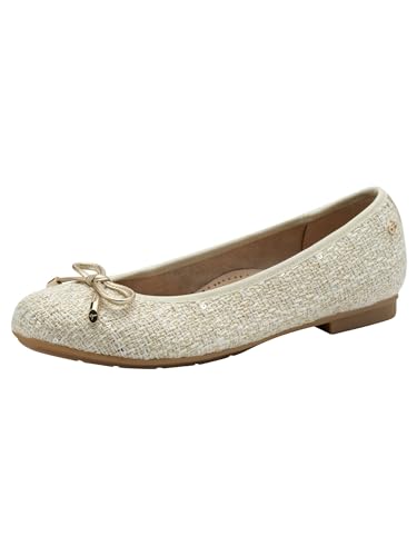 Tamaris Comfort Damen Sneaker flach Sportlich Vegan, Mehrfarbig (Beige/Gold), 40 EU von Tamaris