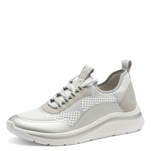 Tamaris Comfort Damen Sneaker flach mit Chunky-Sohle Vegan, Silber (Lt Grey/Silver), 37 EU von Tamaris