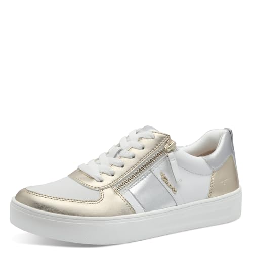 Tamaris Comfort Damen Sneaker flach mit Reißverschluss Freizeit, Mehrfarbig (Gold/Silver), 41 EU von Tamaris