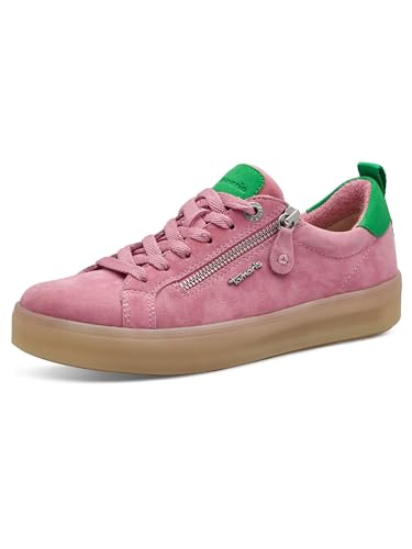 Tamaris Comfort Damen Sneaker flach mit Reißverschluss Freizeit, Rosa (Rose/Green), 38 EU von Tamaris