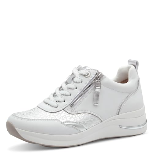 Tamaris Comfort Damen Sneaker flach mit Schnürsenkeln mit Reißverschluss, Weiß (White Nappa), 40 EU von Tamaris