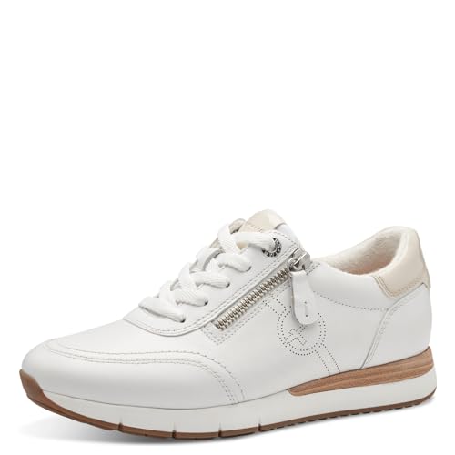 Tamaris COMFORT Damen Sneaker flach aus Leder mit Reißverschluss, Weiß (Weiß), 38 EU von Tamaris