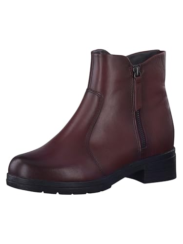 Tamaris COMFORT Damen Stiefeletten ohne Absatz aus Leder Niedriger Schaft Comfort Fit, Rot (Bordeaux), 41 EU von Tamaris