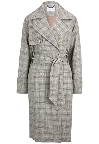 Tamaris Damen Karierter Trenchcoat ARNI Grau 36 von Tamaris