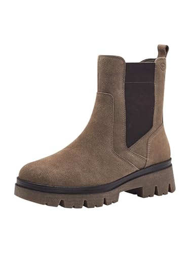 Tamaris COMFORT Damen Chelsea Boots aus Leder Plateau, Grau (Hellbraun), 39 EU von Tamaris