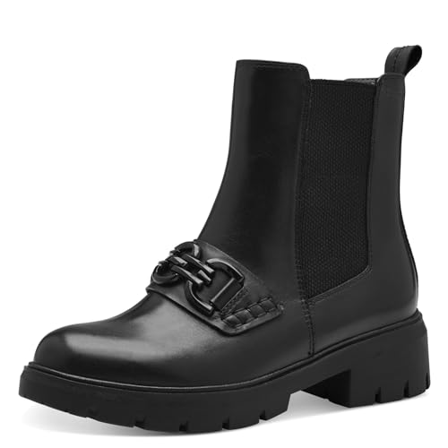 Tamaris COMFORT Damen Chelsea Boots aus Leder Ungefüttert, Schwarz (Schwarz), 37 EU von Tamaris
