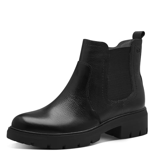 Tamaris COMFORT Damen Chelsea Boots aus Leder mit Reißverschluss, Schwarz (Schwarz Nappa), 38 EU von Tamaris