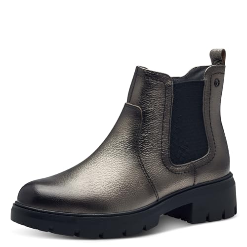 Tamaris COMFORT Damen Chelsea Boots aus Leder mit Reißverschluss, Silber (Silber), 41 EU von Tamaris